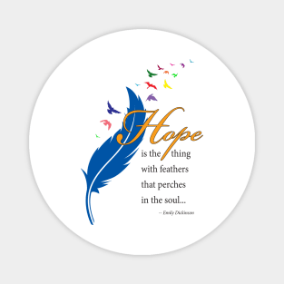 Hope feather with quote, black type Magnet
